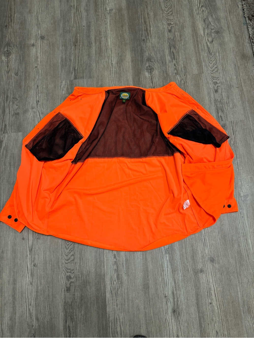 Cabelas Mens M Blaze Orange Fleece Hunting Shirt Utility Pocket Vented Back - Picture 3 of 10